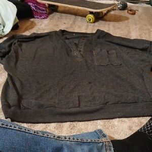 Men's Charcoal V-Neck Sweater